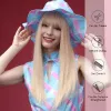 Perücken Haircube Blonde synthetische Perücken für Frauen lange gerade natürliche hitzebeständige Perücken mit Pony tägliches Cosplay gefälschter Haare