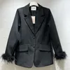 Designer Women Blazer Jacket Woman Classic Letters Ostrich Fur Cuffs Spring New Released Tops
