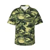 Mäns casual skjortor Green Camouflage Summer Shirt Mens Beach Army Como Print Short Sleeve Fashion Design Classic Oversize Bluses