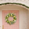 Couronne d'œufs de pâques à fleurs décoratives, ronde pour porte d'entrée, décoration intérieure et extérieure de célébration