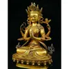 Dekorativa figurer gamla Tibet Buddhism Temple Bronze 4-Arm Chenrezig Goddess Buddha Statue