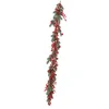 Couronne de fleurs décoratives de noël, baies rouges artificielles avec nœud, ornement d'année rustique