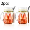 Storage Bottles Glass Overnight 2Pcs Water Cup Oats Jars Portable Milk Oatmeal Fruit 16oz Food Salad Airtight Container Bottle