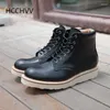 Boots Motorcycle Men's Red Leather Casual Tide Brand Retro Handmade Shoes High Help Work Military Winter