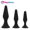 Toysdance Классические силиконовые анальные секс-игрушки Анальные пробки с присоской Секс-товары для пар Lovekits Новинки 3 размера Черный q9789478