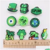 Pièces de chaussures Accessoires Moq 20pcs PVC Lunettes vertes Chapeau de terre Tortue Brocoli Explorer Décoration Charme Boucle Clog Pins Boutons Décor Dh0Bd