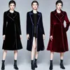 Women's Jackets 2024 Silk Velvet French Windbreaker Long Dress Coat Suede Waist Slim Fit Knee Length Robe