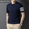 Polos masculinos camisa polo de luxo europeu 2024 verão masculino camiseta de malha pescoço listra casual marca legal roupastraceles