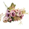装飾的な花人工バラは茎と人工の葉の葉の葉のブリダルウェディングパーティーのためにバルクブーケの葉