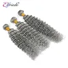 Elfedde Grey Deep Wave Deep Colar Bundle Human Hair Bundle 100 S Brasilian Remy 34 Traffici Deste 240327