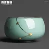 ティーカップJingdezhen Jade Green Celadon Saw Nails Light Personal TeaCup Sawing Porcelain Craftセレモニー飲料水テイスティング