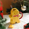 Mokken 3d kerstgingerbread man keramische mok verwerkt anti-gescheiden melk koffiewaterbeker met pijpmeisje kinderen kerstcadeau