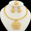Colar brincos conjunto coração design e jóias africano 18k banhado a ouro cobre com anel noiva casamentos
