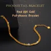 Pulseiras tiyinuo genuíno ouro real au750 phoenix pulseira ajustável presente lindo presente na moda para mulher feminina jóias finas