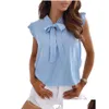 Polo da donna Top Designer Squisito Confortevole Alla moda Personalità di alta qualità Camicia senza maniche con fiocco a pois e collo Top Donna D Dhdih