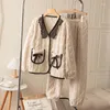 Домашняя одежда сладкий лук сон для женского зимнего кораллового флиса пижамского костюма сексуальная одежда V-образного выреза свободная гостиная мягкая ночная одежда