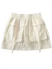 スカート2024夏のテレビファッション大規模ポケットワークドレスハーフ長さのスカート秋のハイウエストのスリミング6x9dの女性のためのスカート