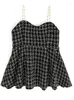 Women's Tanks Spring 2024 Japanese Style All-matching Outer Sleeveless Crop Top Sweet Pearl Shoulder Strap Houndstooth Sling Vest