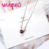Pendanthalsband 925 Sterling Silver Deer Halsband Lucky Red Garnet Antlers Chain For Fashion Women Xmas Christmas Jewelry