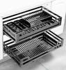 Kitchen Storage Pulling Basket Cabinet 304 Stainless Steel Double-layer Drawer Type Buffer Damping Rail Seasoning