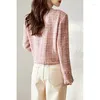 レディースジャケットアイリーンティニースプリング高品質の女性ウールジャケットファッション刺繍服ビンテージピンクの小さな香りのコート