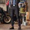 Мужские джинсы уличные мотоциклетные чистые черные простые классические универсальные повседневные модные эластичные облегающие узкие брюки для вечеринок