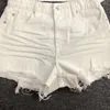 Kvinnors jeans kvinnor solid färg denim shorts 2024 sommar Tassel trim casual hög midja damer