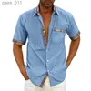 Koszule męskie Summer 2023 Męskie Nie Żelazne Koszulki z krótkim rękawem Koszule biznesowe dla mężczyzn Bluzki Ubranie 240402