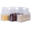 Botten platt klass transparent laminerad plastblocklås matförpackningspåse med handtag4192923