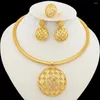 Colar brincos conjunto coração design e jóias africano 18k banhado a ouro cobre com anel noiva casamentos