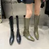 Stivali Suojialun inverno New Brand Women Women Long Boots Fashion Serpentine Ladies Elegant Knee High Boots Round Toe Slip on Knight Boots