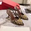 Woma Sandals Klasikler Metal Tokalı Saçlı Ayak Parçası İnce Topuk 4cm 6cm 8cm 10cm Tasarımcı Yüksek Topuklu Yazlar Toz Çantası ile Gerçek Deri Düğün Ayakkabıları