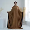 Etnische kleding met capuchon Abaya Batwing-mouwen Eendelig gebedsjurk Moslimvrouwen Islamitische Dubai Saudi-gewaad Turkse bescheiden Niqab Ramadan