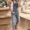 Kadın Kotları Kadın Denim Bib Tulum Yırtılmış İnce Fit Tulumlar Günlük Moda Tulumları Kadın Yıkalı Tulum Sokak Giyin