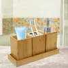 Bath Accessory Set Bamboo Soap Dispenser With Pump Shampoo Container And Conditioner Shower Toothbrushes Bathroom Accessories