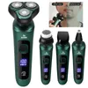 Green Smart Electric Shaver LCD Digital Display Three-head Floating Razor USB Rechargeable Washing Multi-function Beard Knife 240327