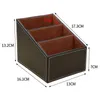 2023 1pcs Leather Remote Control Organizer Phone Desktop Storage Box Organizer Box Closet Organizer Storage Box Wooden Box