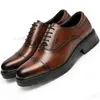 Robe chaussures épais bas embout hommes Oxford véritable cuir pointu luxe noir marron bureau d'affaires formel