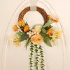 Decorative Flowers Easter Egg Wreath Rattan Ring Flower Holiday Decoration Wall Hanging Rose Chrysanthemum Window Suction Cups