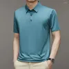 Polos pour hommes série de polos à manches courtes sans couture Jacquard respirant évacuant la transpiration séchage rapide élastique et coupe ajustée