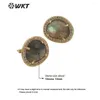 Stud Earrings WT-ME085 WKT 2024 Fashion Sale Micropave Stone Studs Women Retro Style Round Gemstones Wholesale Jewelry