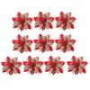 Decoratieve bloemen 10 stks / set kerstboom nep poinsettia plastic sprankelende kunstbloem herbruikbare dubbele laag