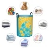 Laundry Bags Oranges And Bubbles Circular Hamper Storage Basket Waterproof Living Rooms Toys