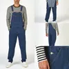 Jeans da uomo 2024 Tute autunno-primavera Salopette in denim Tasca con cuciture Strap Uomo Pantaloni dritti Tuta