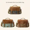 Taschen Klappende Fahrrad Retro -Bag Pferd Leder Freizeitträgerrahmenbeutel für Brompton Birdy Carrier Bag Umhängetasche Leder