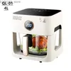 Air Fryers QL-01 1200W Home Air Fry Pan 5L 220V/50Hz Touch Mini Electric Pise för 2-3 personer Synlig Air Fry Pan Y240402