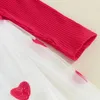 Enfants fille manches longues robe décontracté saint valentin coeur imprimé ALine Tulle pour enfant en bas âge bébé printemps vêtements 240326