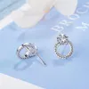 Stud Earrings High Quality 7mm Round Cubic Zirconia Earring For Women Fashion 925 Silver Sterling Femme Fine Jewelry Brincos