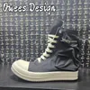 Casual Shoes Owees Design Women Canvas Pockets Zipper High Flats Male Black Walking Skateboard Dance Sneakers Hip