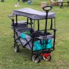 Carrello per attrezzi da esterno pieghevole per bambini e merci Carrello da picnic per campeggio all'aperto di grande capacità Carrello per bambini multifunzione con tettuccio